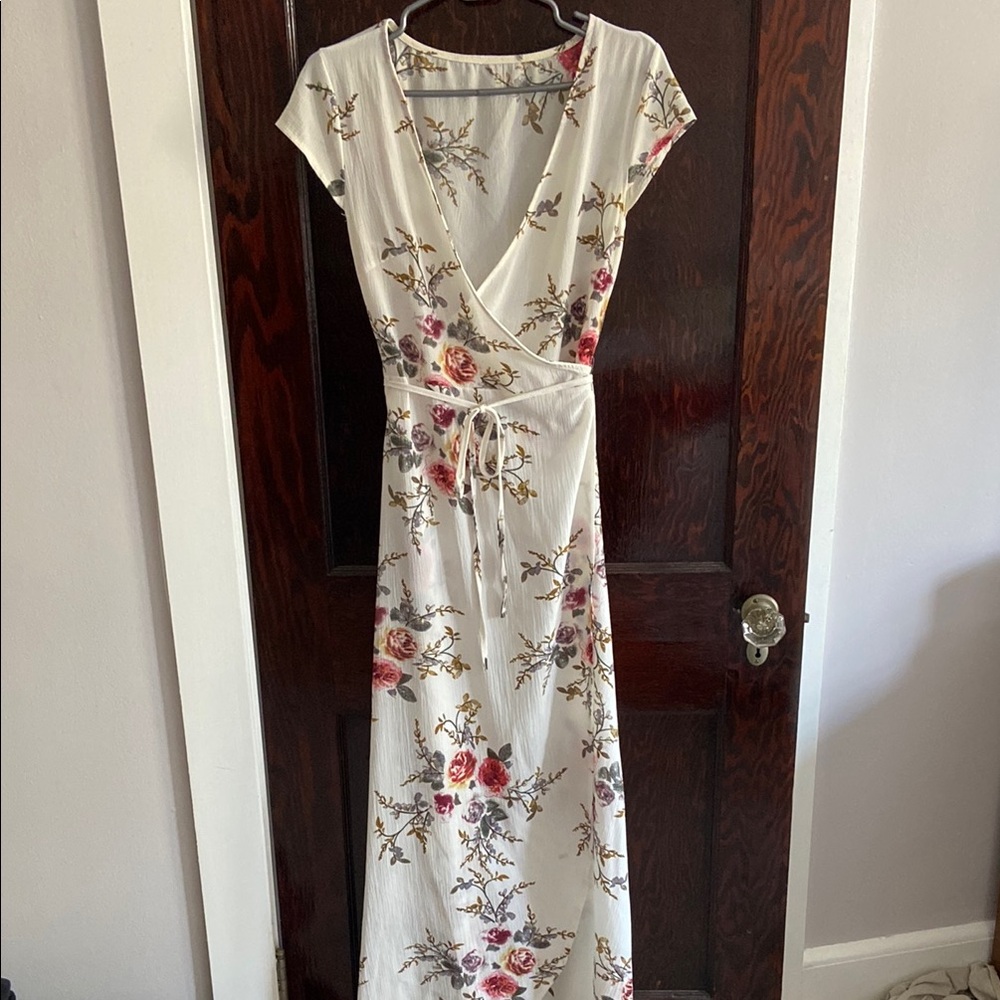 Floral Wrap Dress in Cream and Pink